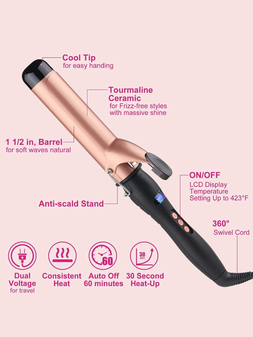 Professional ceramic curling iron from Trendsi with fast heating for safe, stylish hair curling and styling.
