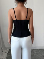 Women's fitted button-front cami tank top with sleeveless V-neck design, perfect for summer, by Trendsi.