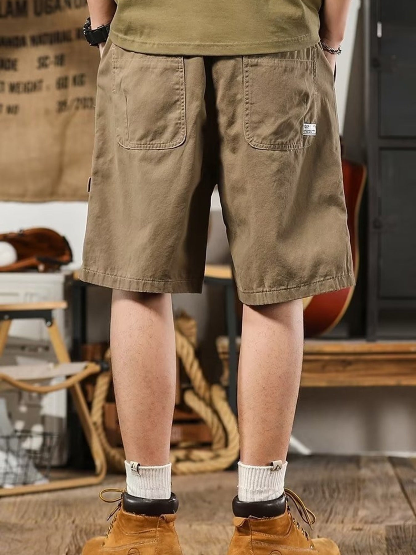 Men's plus size casual shorts with drawstring waist and deep pockets, relaxed fit, from Trendsi, shown in a comfortable relaxed style.