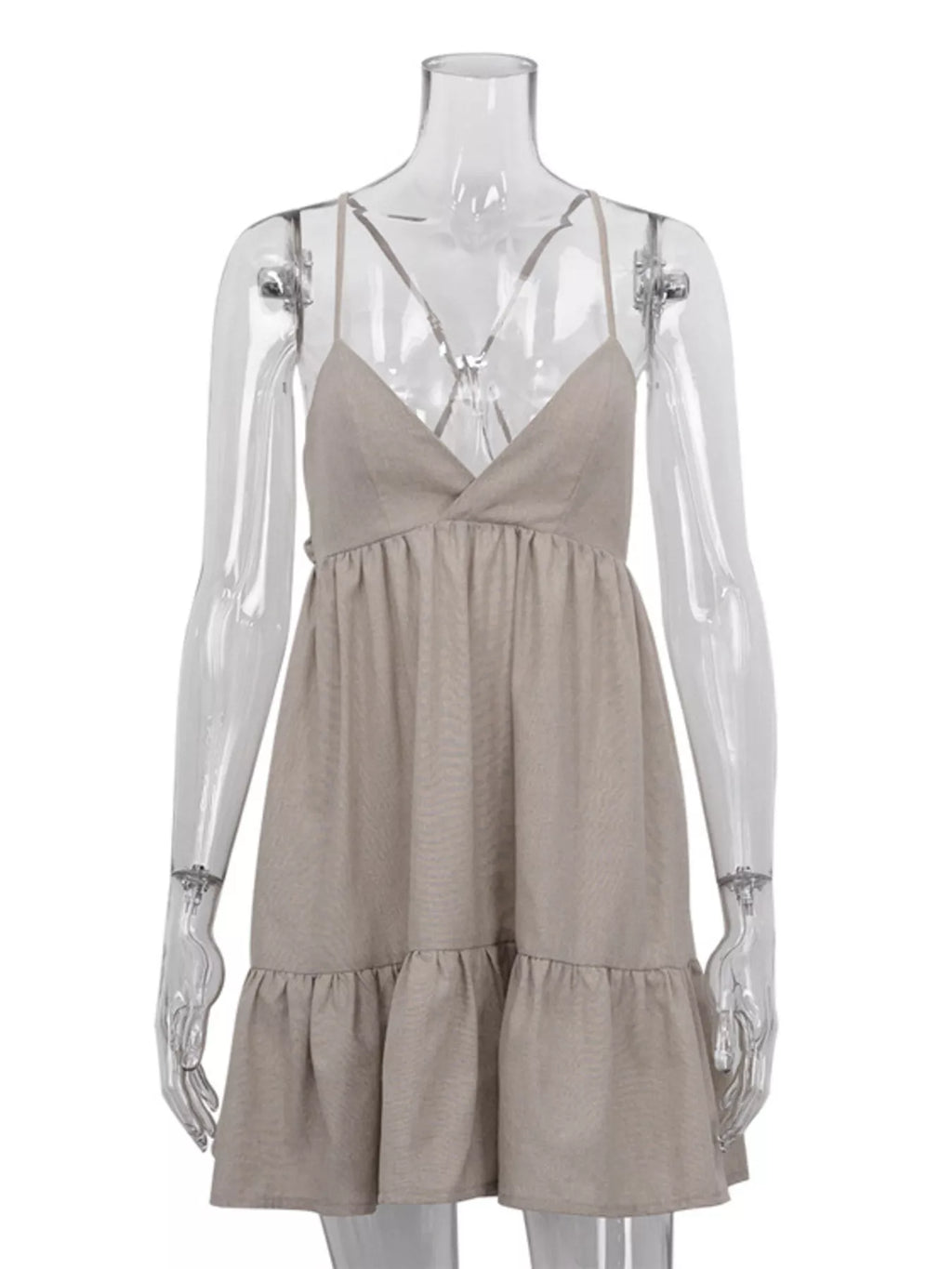Backless spaghetti strap mini dress by Shopimist, featuring a sleek design and lightweight fabric, perfect for summer or evening wear.