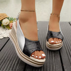 Open toe wedge sandals by Shopimist featuring a stylish design with a comfortable heel and neutral color.