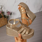 Open toe wedge sandals by Shopimist featuring a stylish design with a comfortable high wedge heel and open toe style.