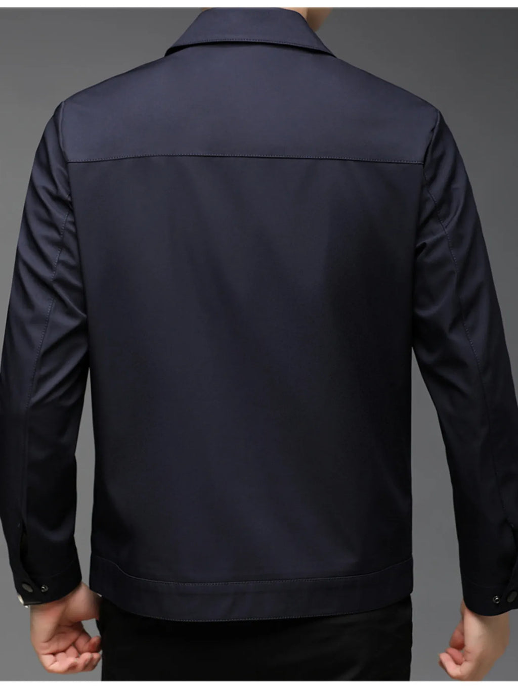 Men's plus size casual zip-up jacket by Shopimist, shown in a relaxed fit with front pockets and a stand-up collar.
