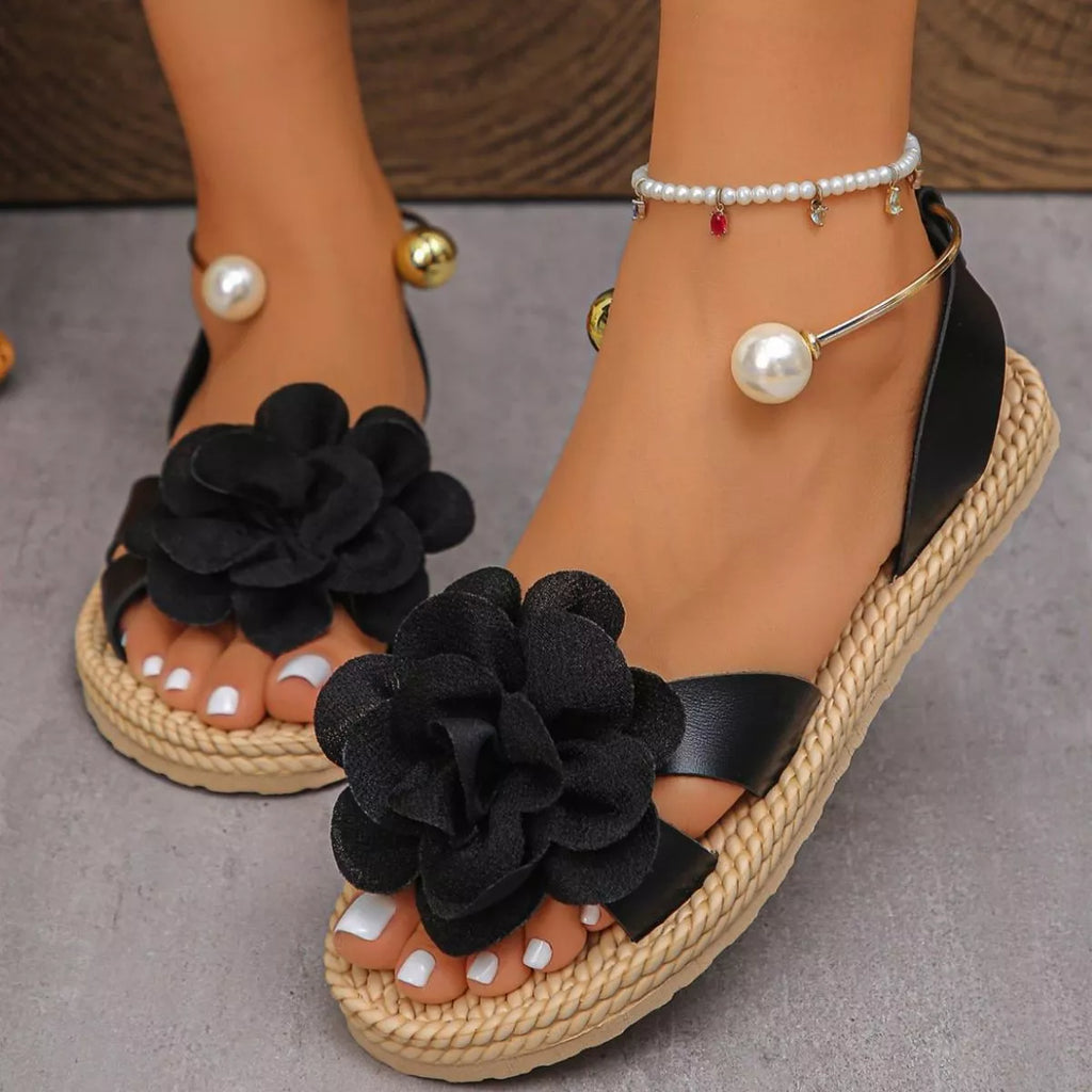 Shopimist flower open toe sandals with decorative floral accents and strappy design for a stylish summer look.