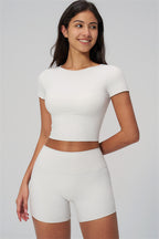 Fitglutes Activewear Rapture T-shirt and shorts 2-piece set, gymwear and sportswear, casual workout clothes, stylish athletic apparel
