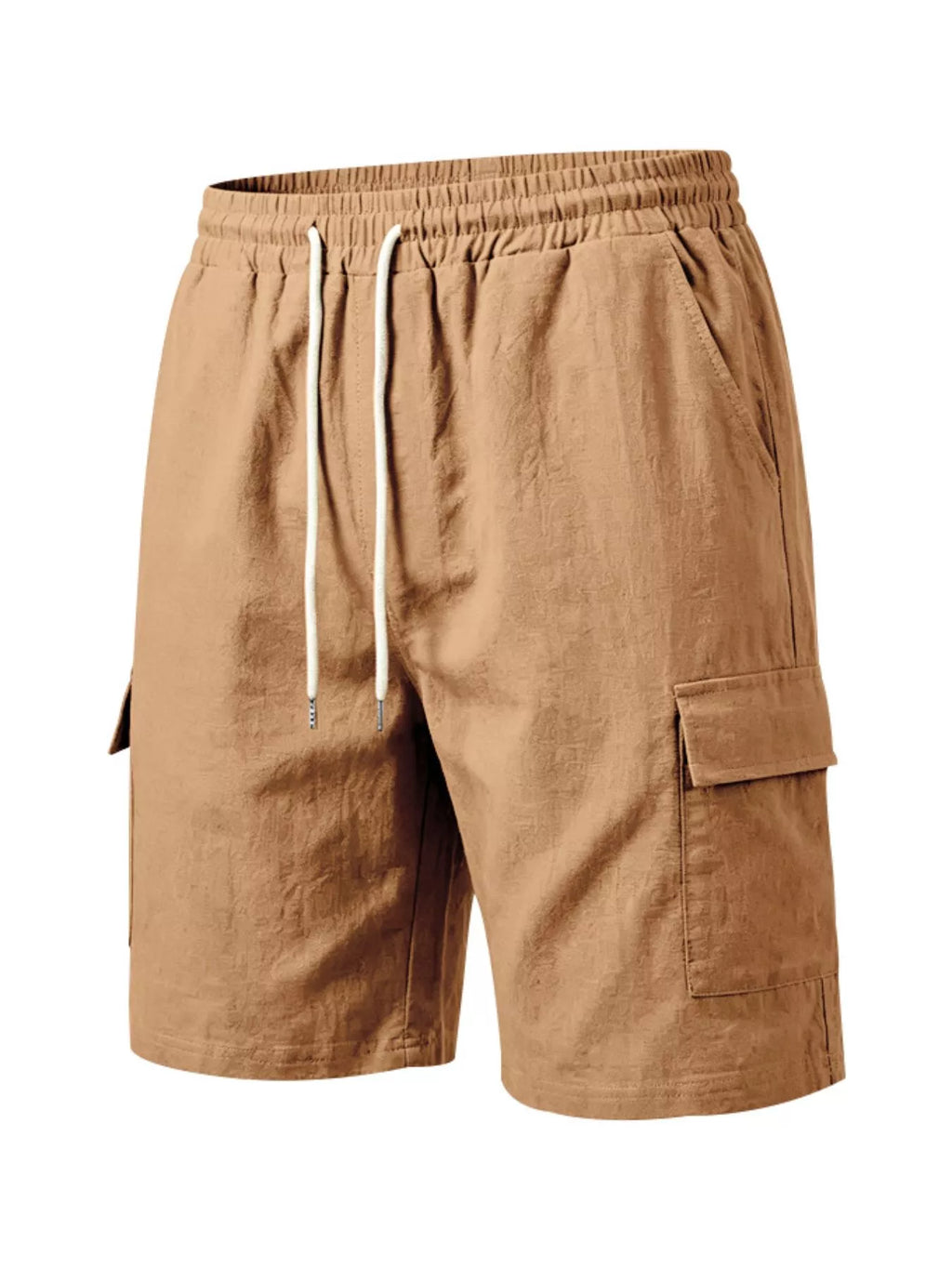 Men's plus size casual cargo shorts with drawstring waist from Trendsi, shown in a relaxed fit with multiple pockets.