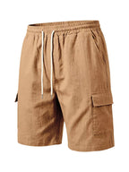 Men's plus size casual cargo shorts with drawstring waist from Trendsi, shown in a relaxed fit with multiple pockets.