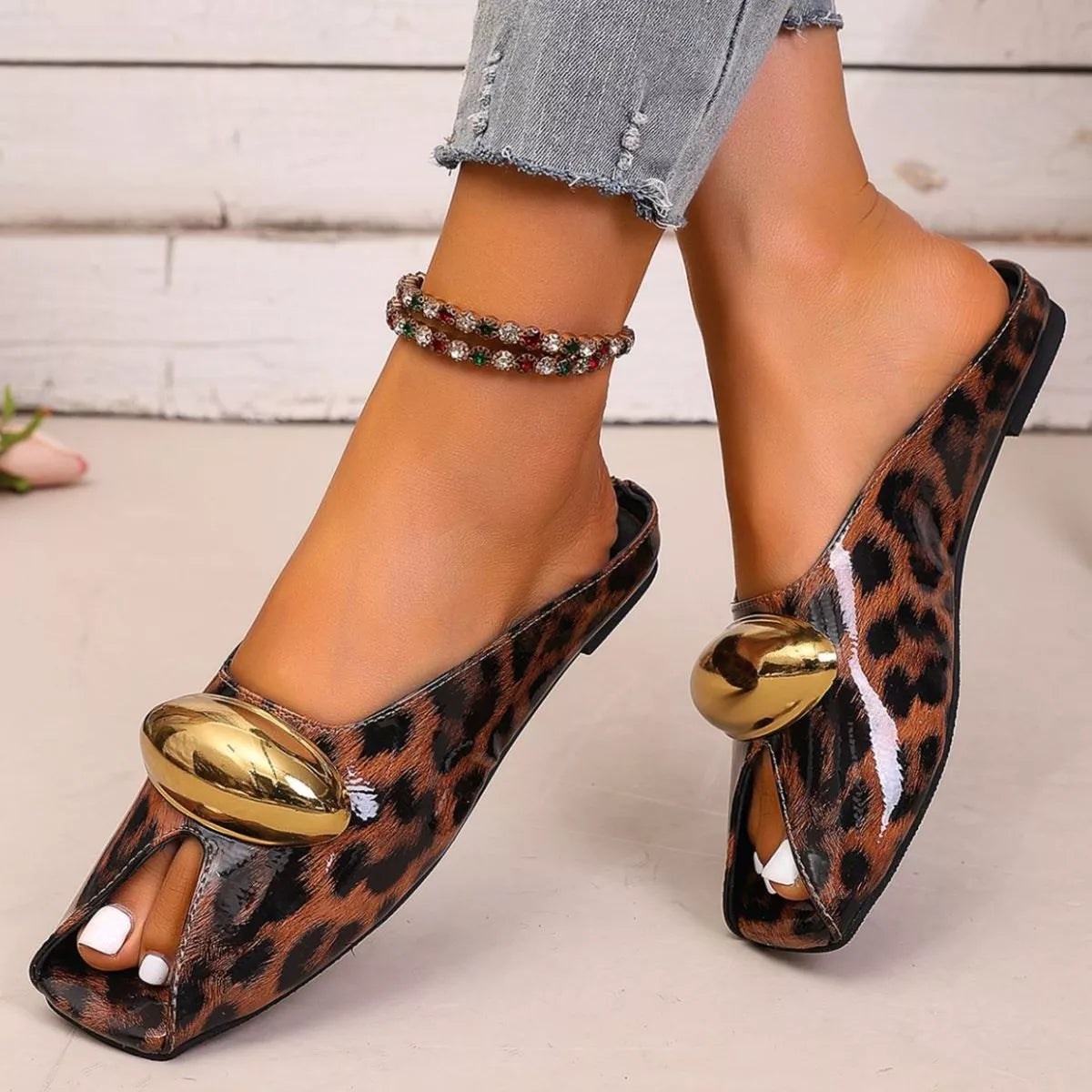 Leopard open toe sandals by Plush Fashion Hub featuring a stylish animal print and open toe design, perfect for summer wear.
