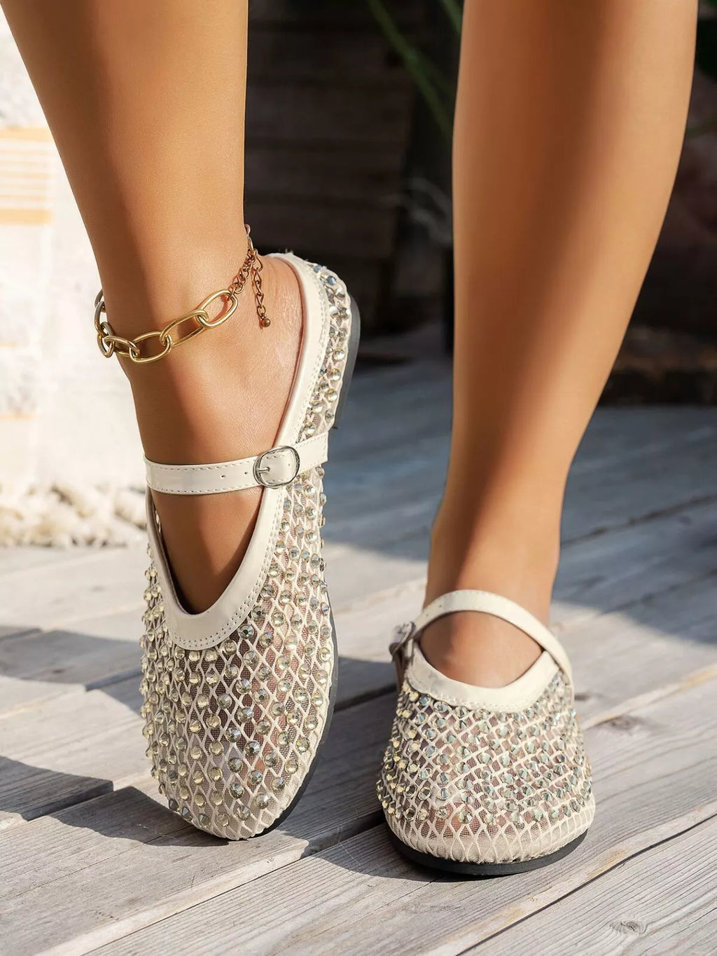Sparkling mesh ballet flats sandals by Shopimist with glittering design and comfortable slip-on style for casual wear