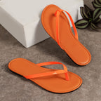 Plush Fashion Hub toe post flats sandals with cushioned straps and flat sole, perfect for casual summer wear.