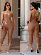 Trendsi belted tube skinny jumpsuit with fitted design and adjustable waist, displayed on a mannequin.