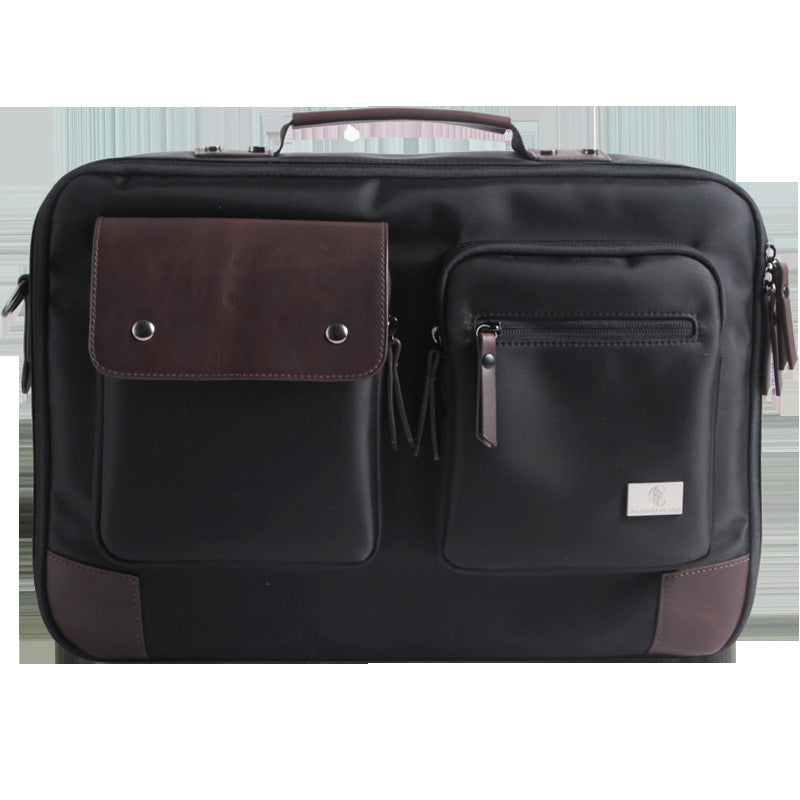 Plush Fashion Hub laptop bag with shoulder strap, portable briefcase style designed for carrying laptops securely.