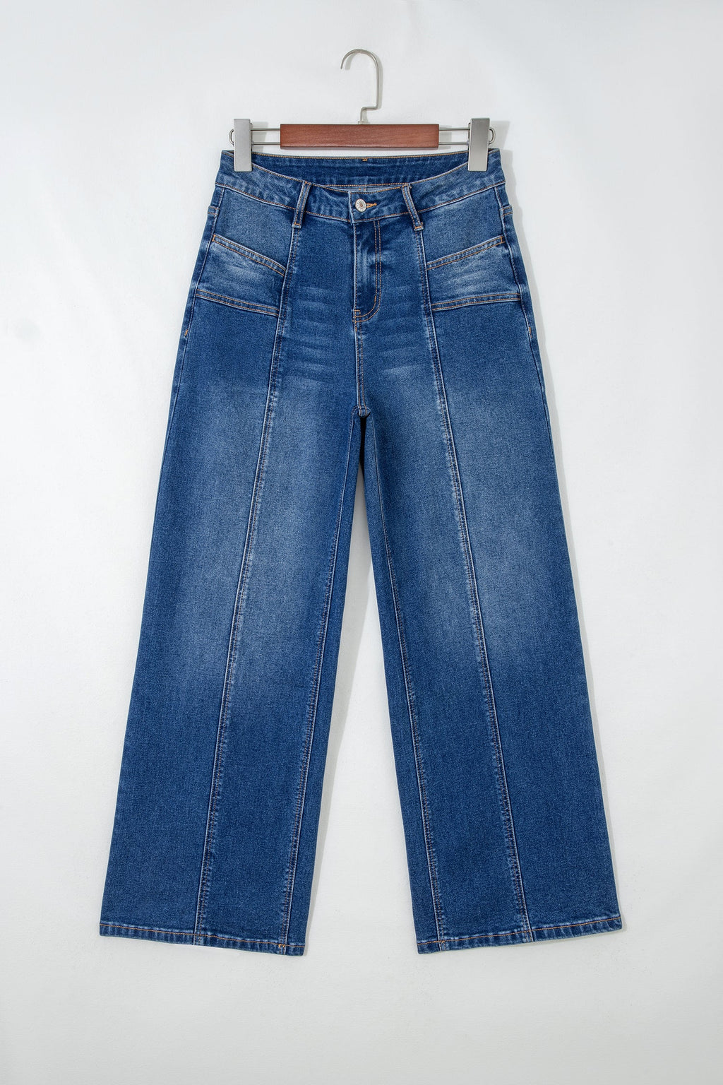 Yusra Seam Detail Shift Jeans by Threaded Pear featuring classic denim fabric and stylish seam accents.