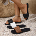 Open toe flats sandals by Shopimist featuring a sleek design with minimal straps and a comfortable flat sole.