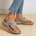 Women's comfortable toe post wedge sandals by Trendsi, featuring stylish summer footwear with a supportive wedge heel and open-toe design.