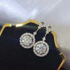 Shopimist 4 Carat Crystal Drop Dangle Earrings featuring round halo design and sparkling crystal embellishments.