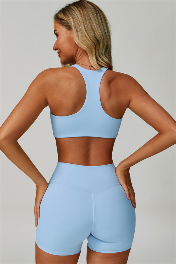 Seraphine sports bra and shorts 2-piece set by Plush Fashion Hub, featuring comfortable athletic wear with a stylish design.