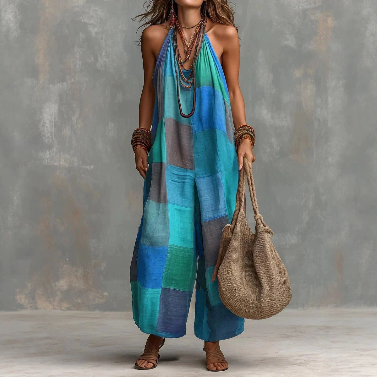 Women's plaid print jumpsuit by Plush Fashion Hub featuring sleeveless, wide-leg, suspender style in a stylish, casual design.