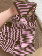 Striped tank top and shorts set by Trendsi, featuring a casual summer look with a lightweight tank and matching shorts.