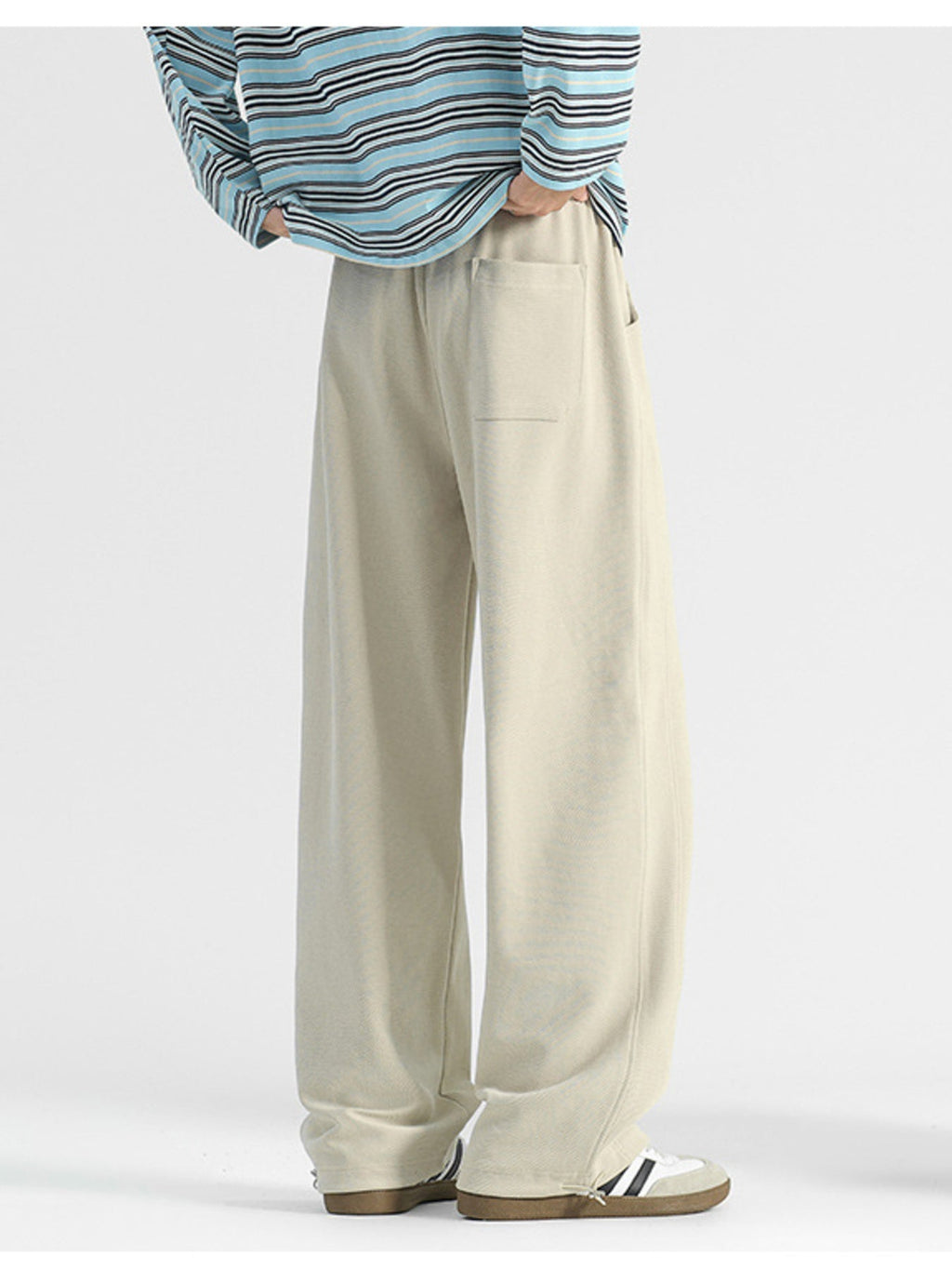 Men's plus size casual loose-fit drawstring pants by Shopimist, showing the relaxed fit and comfortable waistband.