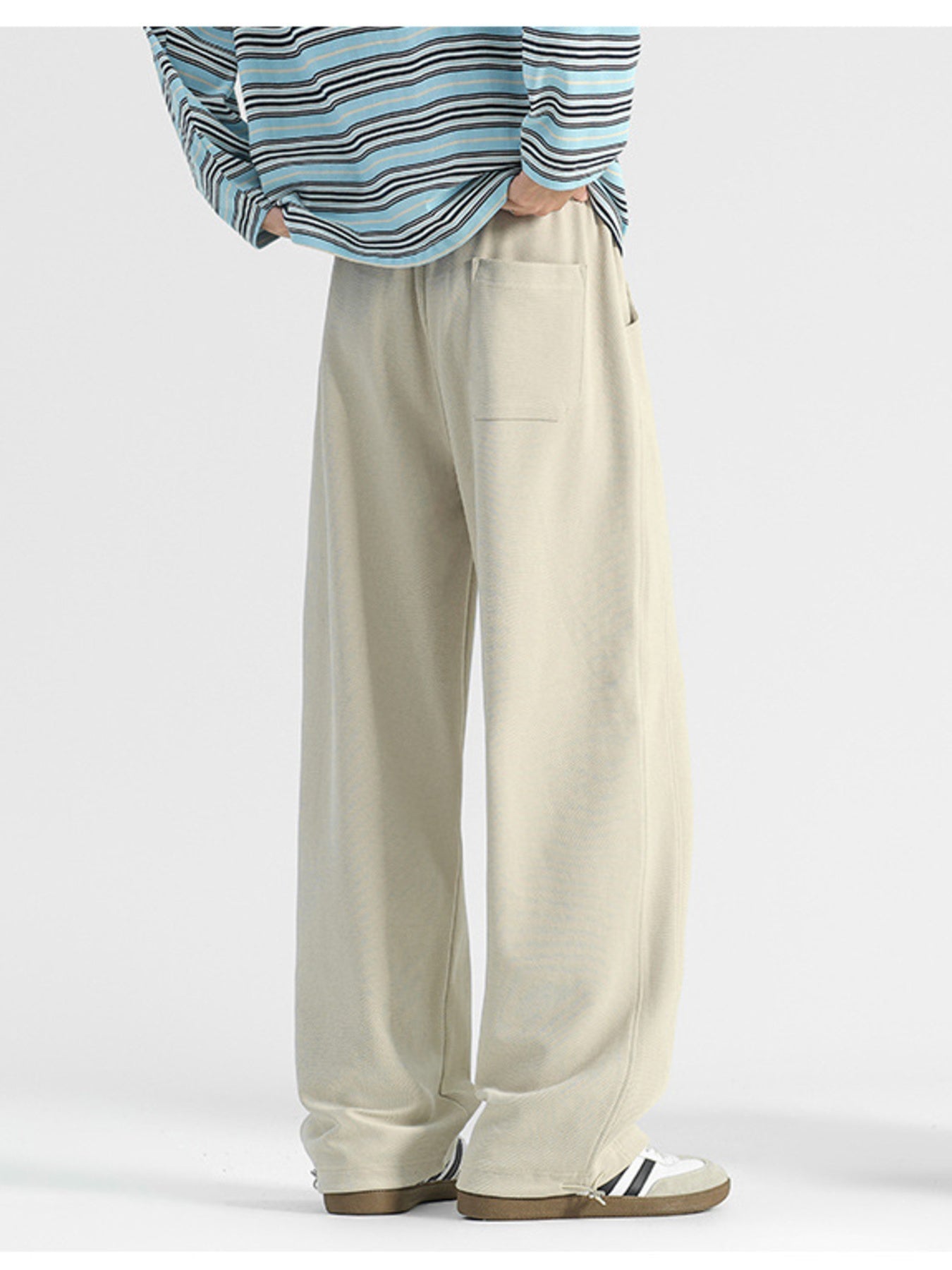 Men's plus size casual loose-fit drawstring pants by Shopimist, showing the relaxed fit and comfortable waistband.