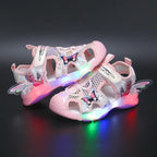 Girls' light-up summer sandals with soft soles, stylish girls' shoes by Trendy Attic Store01, featuring colorful lights and comfortable design.