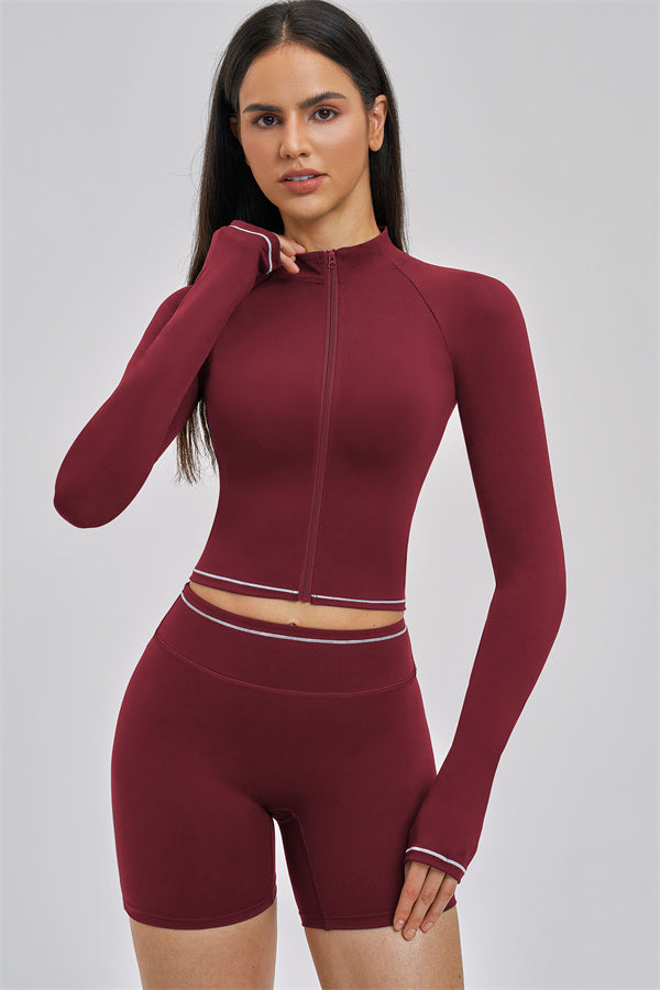 Fitglutes Activewear Unbound Jacket Shorts 2-piece set, showing stylish gymwear with a fitted jacket and matching shorts for workout.