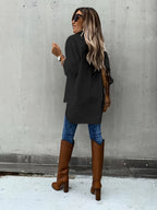 Women’s casual long sleeve shirt with pocket from FitiqueFit, shown in a relaxed fit with a front pocket, ideal for everyday wear.