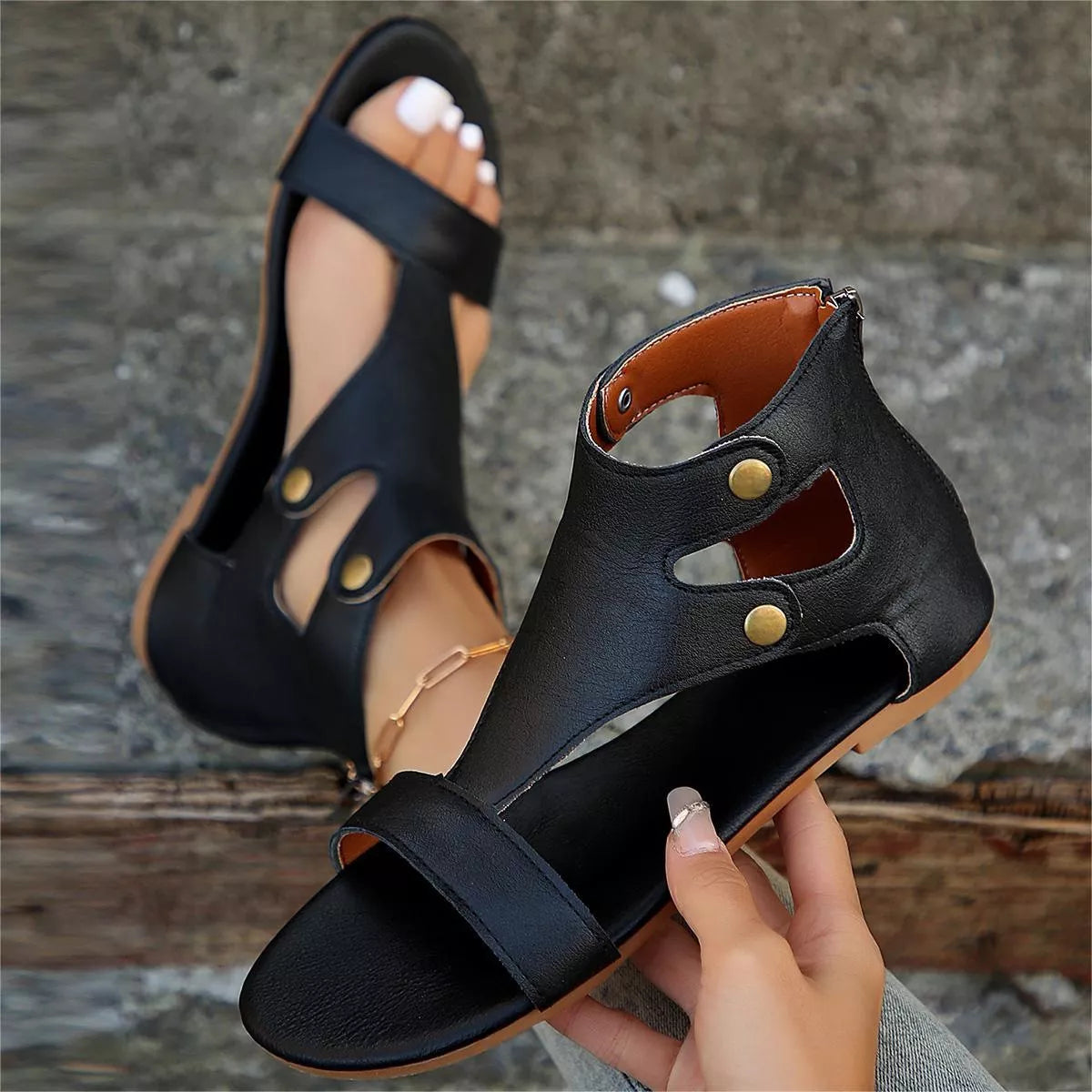Open toe cutout sandals by Shopimist featuring stylish design with cutout details and a comfortable sole.
