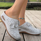 Shopimist floral decor round toe sandals featuring colorful flower embellishments and a comfortable open-toe design.