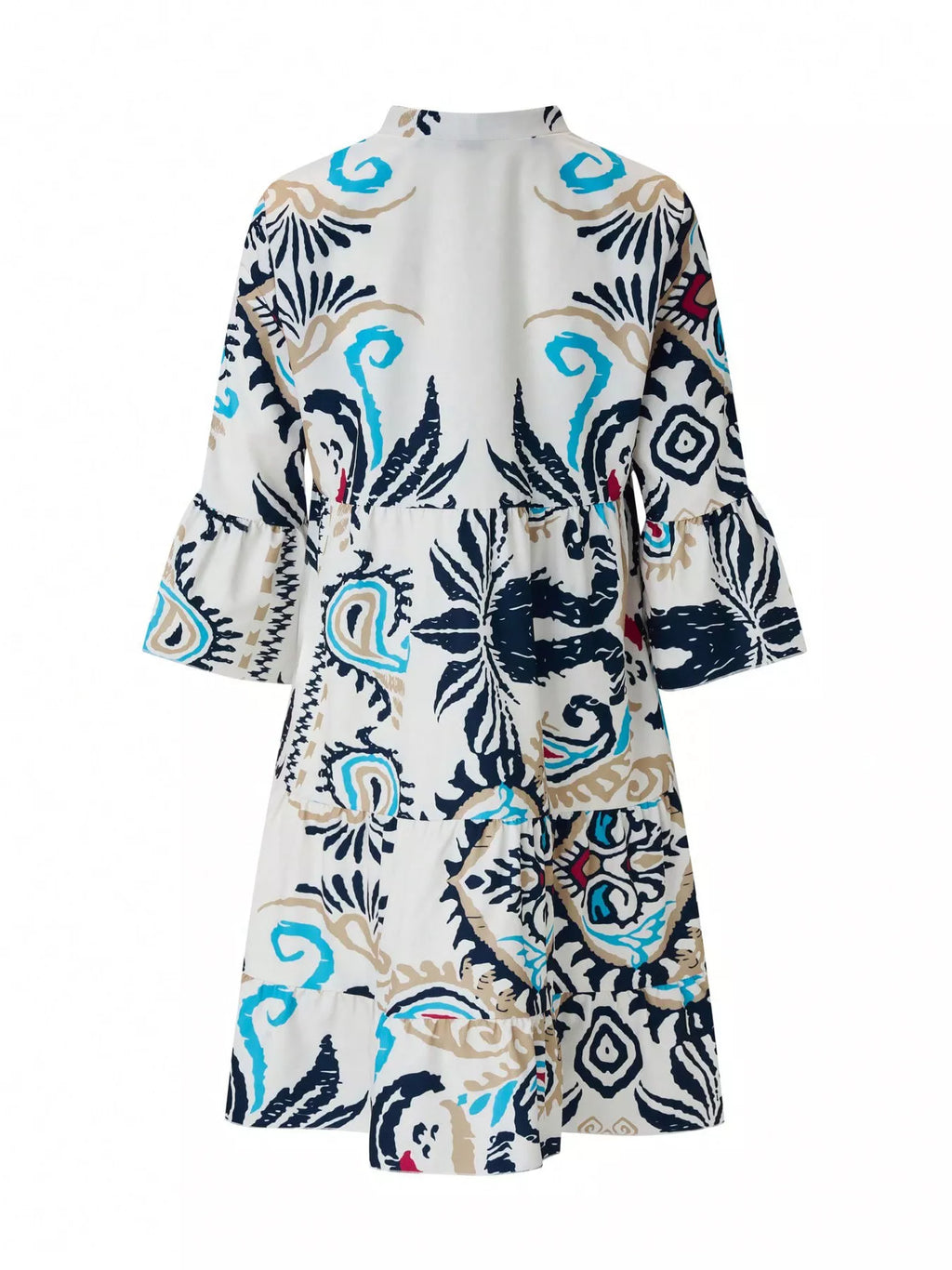 Bohemian print tiered mini dress by Shopimist featuring colorful patterns and flowing fabric, perfect for casual or summer wear.