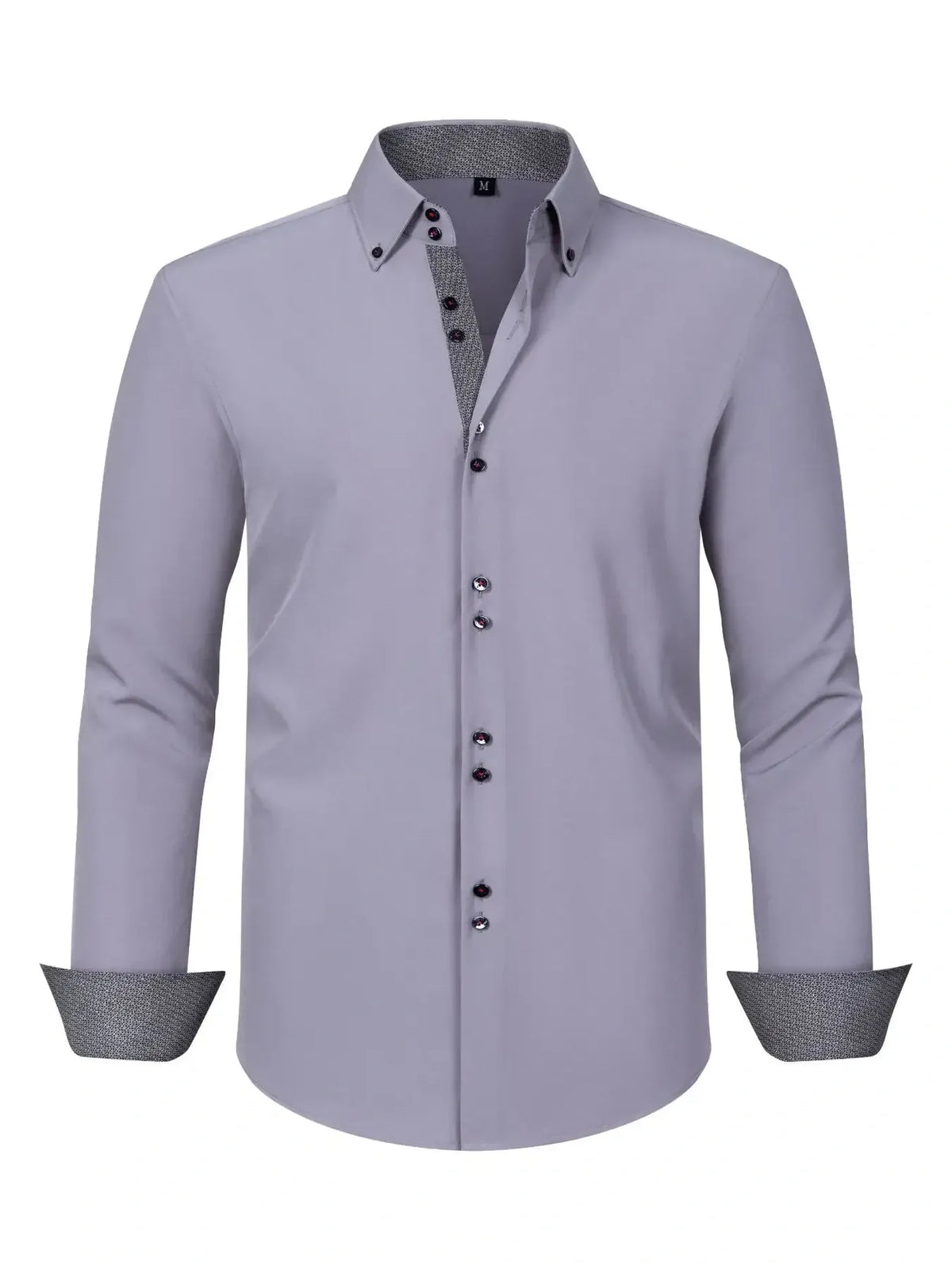 Men's full-size casual button-down shirt with contrast cuffs, stylish plus-size men's fashion, Trendsi brand on a white background.