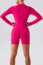 Trendsi half zip long sleeve active romper in breathable fabric, designed for comfortable active wear and athletic activities.