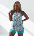 Plus size women's one-piece swimsuit by FitiqueFit, featuring a stylish swimwear design with supportive fit and vibrant pattern.