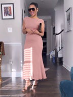 Shopimist backless cap sleeve maxi dress featuring a flowy silhouette and elegant design, perfect for summer or evening wear.