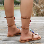Open toe beaded sandals by Plush Fashion Hub featuring intricate beadwork and a stylish open toe design.