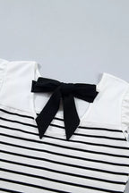 Stripe Contrast Knot Back Ruffle Trim Tank Top