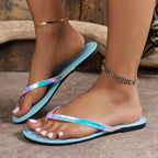 Plush Fashion Hub toe post flats sandals with simple design and comfortable straps, perfect for casual summer wear.