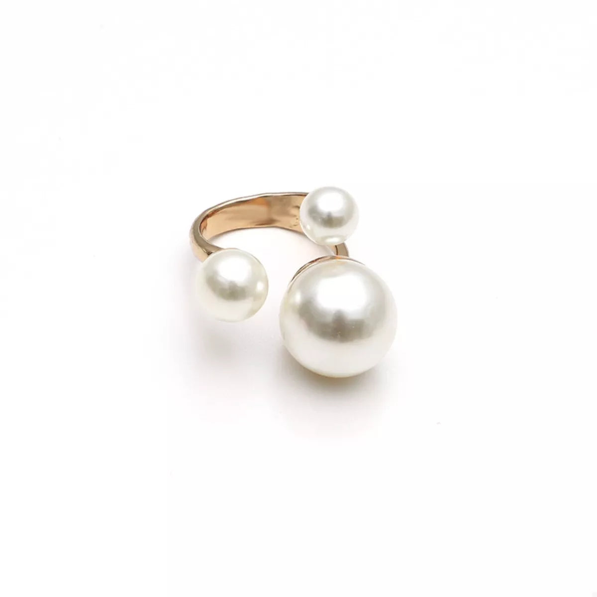 18K gold-plated pearl open ring with a sleek design, featuring a single pearl accents, stylish jewelry by Shopimist.