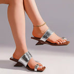 Shopimist toe loop block heel sandals featuring stylish straps and a comfortable chunky heel, perfect for casual or dressy wear