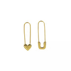 18K Gold-Plated Alloy Heart Safety Pin Drop Earrings