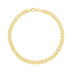 14k yellow gold high polish textured 4mm fancy chain bracelet with intricate design, showcasing luxury jewelry style.