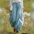 Light beige FitiqueFit drawstring elastic waist casual trousers with loose fit, perfect for comfortable everyday wear.