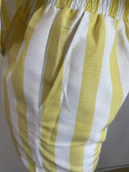 Shopimist striped button-up top and shorts set, featuring a casual, stylish design in a coordinated matching pattern.