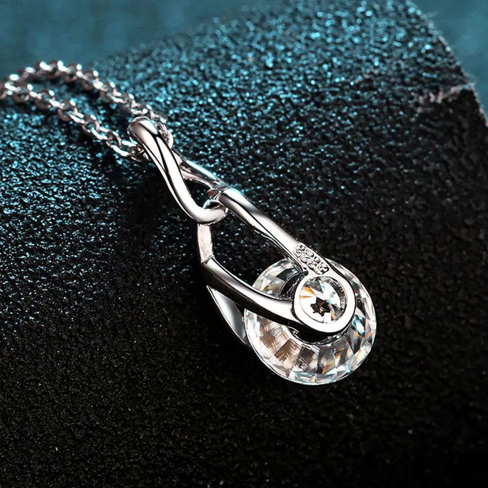 925 Sterling Silver Moissanite Necklace with 2 Carat center stone, elegant jewelry piece by Plush Fashion Hub