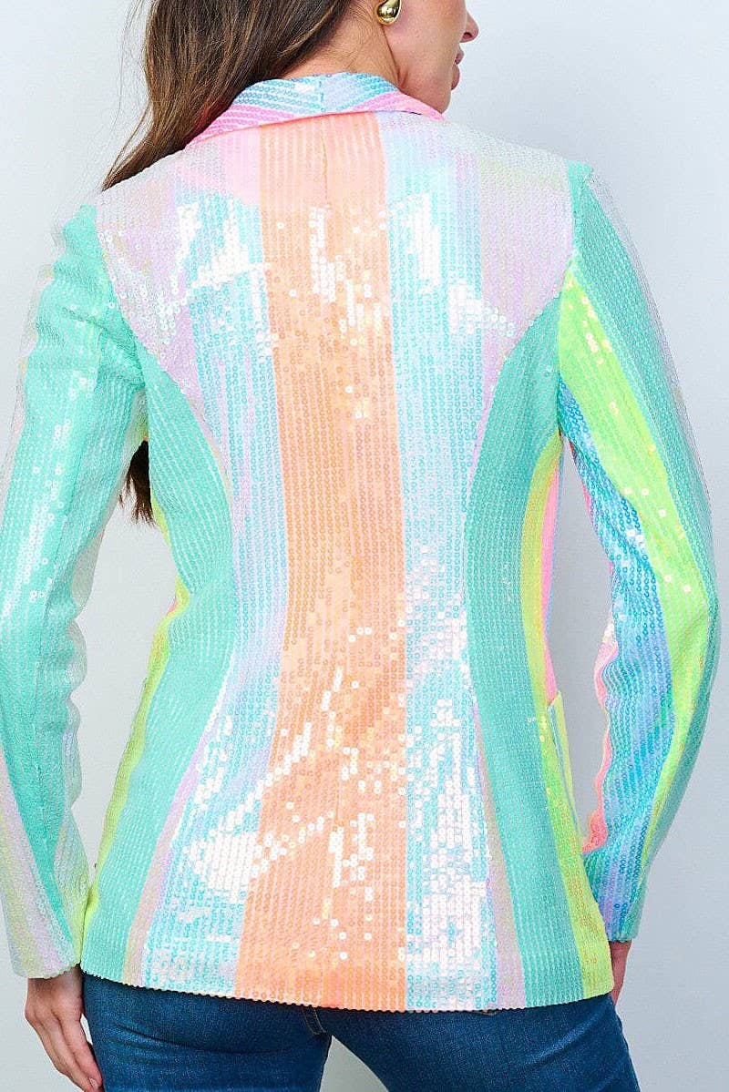 Pastel Rainbow Sequin Blazer Pretty Little Patriot