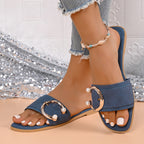 Shopimist buckle decor open toe sandals showing stylish straps and open toe design on a neutral background