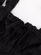 Shopimist tie-shoulder ruffled mini dress with off-shoulder design and layered ruffles, perfect for casual or summer wear.