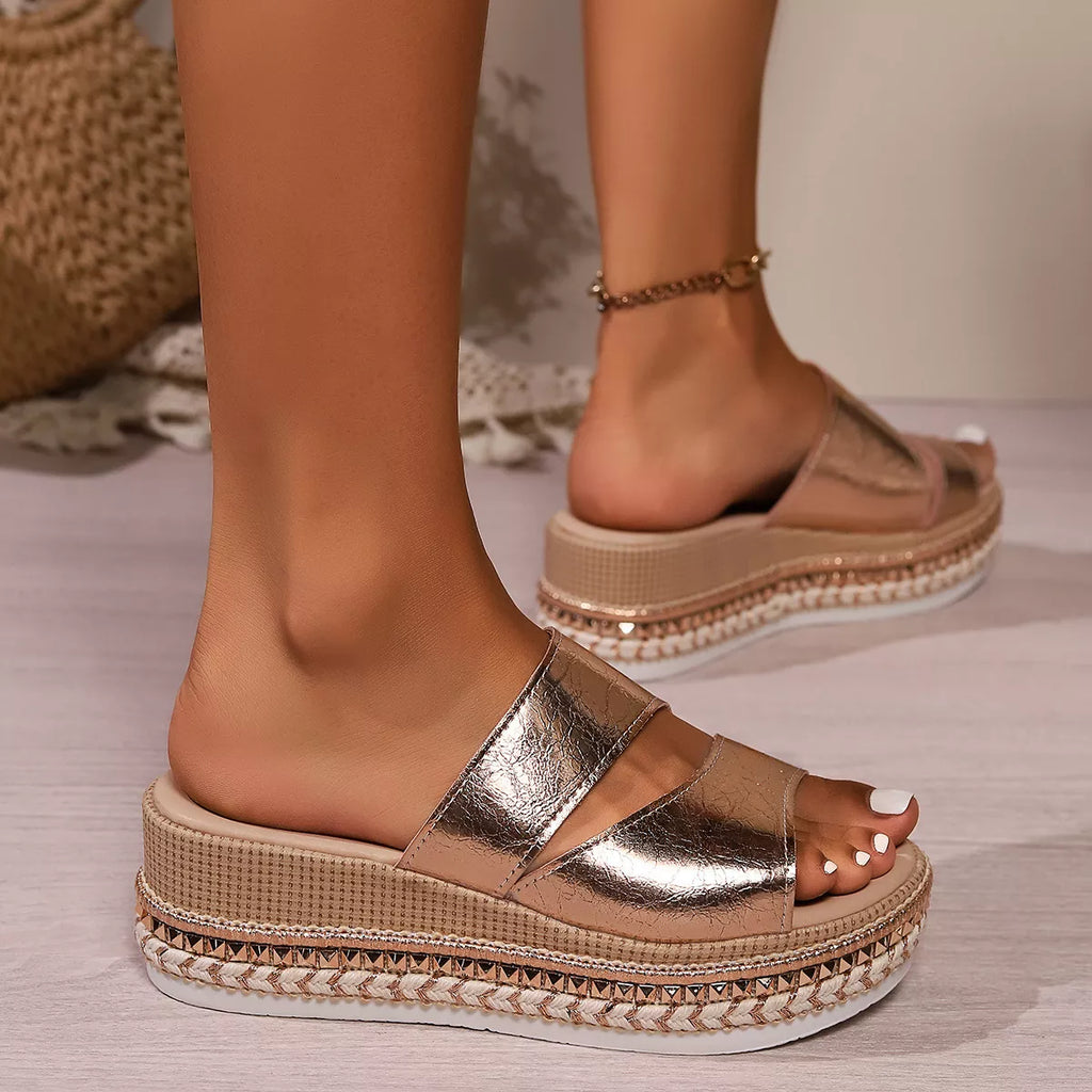 Shopimist open toe wedge sandals featuring a stylish design with a comfortable heel and neutral color for casual summer wear.