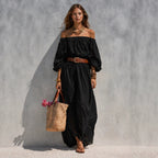 Women's boat-neck sleeveless cotton-linen maxi dress by Plush Fashion Hub, shown in a flowing, lightweight fabric with a relaxed fit.